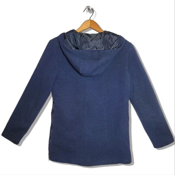 Banana Republic Textured Navy Hooded Zip Blazer Jacket - Picture 3 of 10